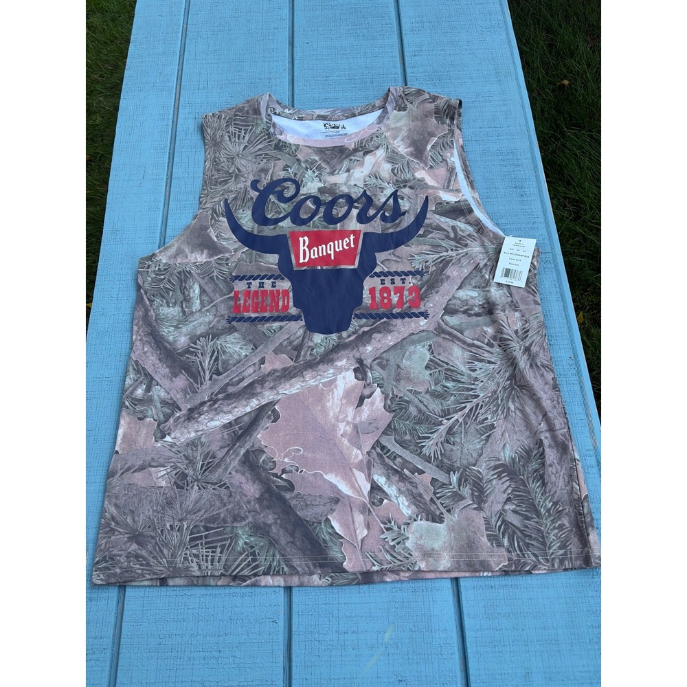 Coors Banquet Beer Mens XXL Camo Graphic Tank Top Muscle Shirt MCCE0BIMTM3A